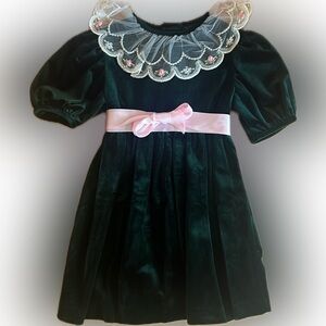 Bonnie Jean New York vintage little girls kids  dress green pink flowers